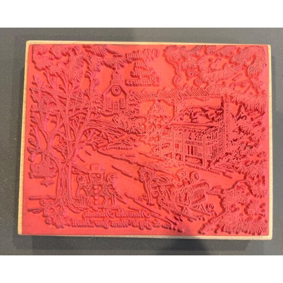 STAMPABILITIES 'Winter Wish' Large Wooden Mounted Rubber Stamp Vintage Christmas - Picture 2 of 7